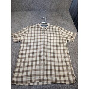 LL Bean Mens Plaid Short Sleeve Button Up Shirt XL Regular Slightly Fitted